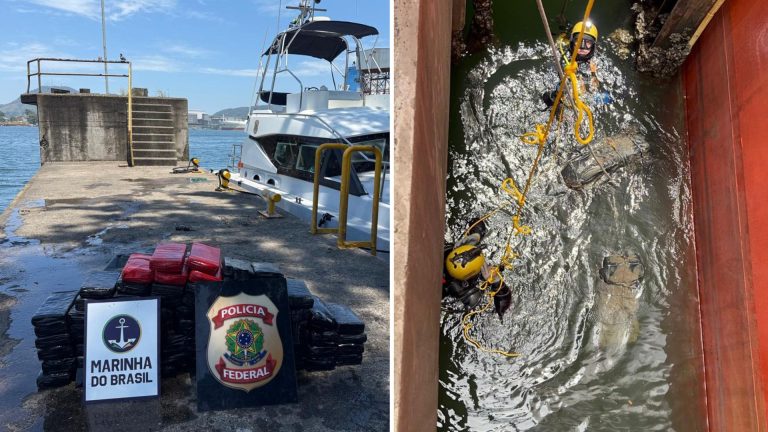 PF apreende cerca de 100 kg de cocaína escondidos em casco de navio no Porto de Santos; VÍDEO