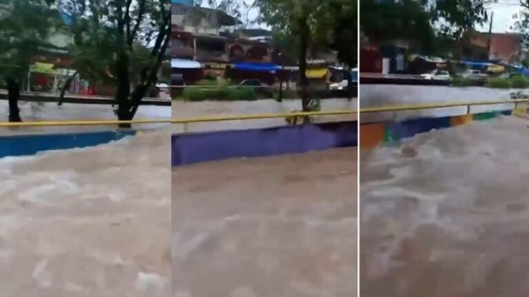 Chuva forte provoca alagamento na Avenida Brasil, em Manaus