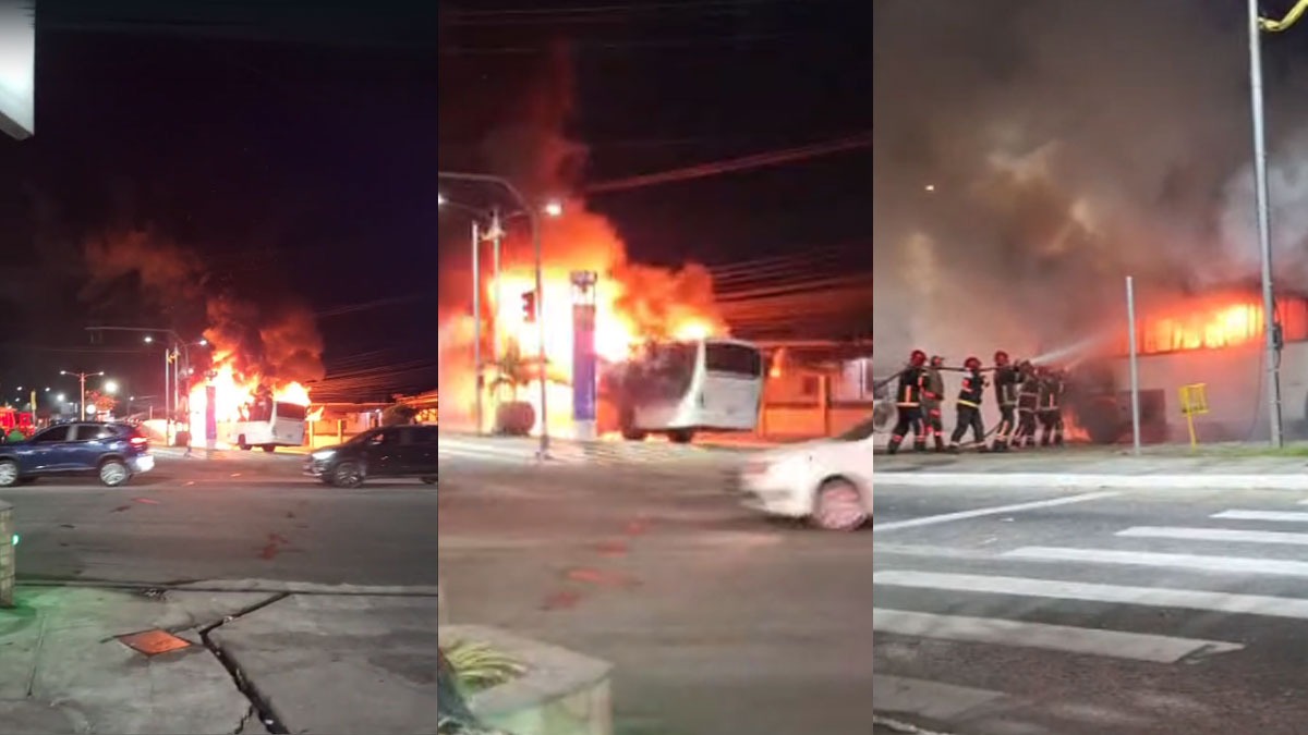 Incêndio atinge e destrói ônibus em avenida de Capanema