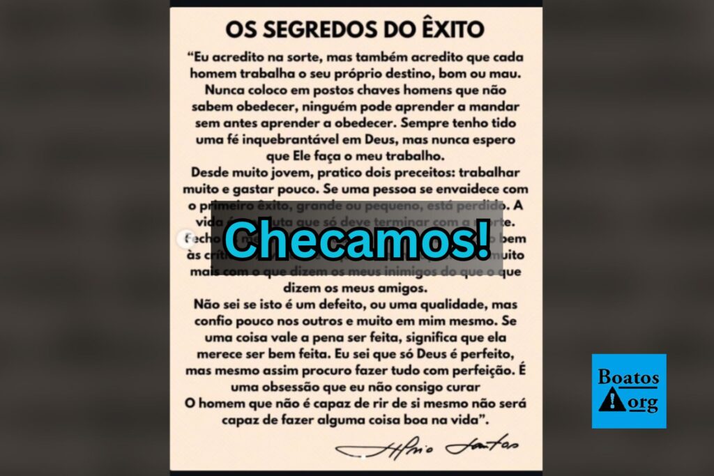 É falso que Silvio Santos tenha deixado carta e gravado vídeos sobre o segredo do êxito e da prosperidade