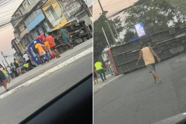 Micro-ônibus da saúde que saiu do Recôncavo Baiano tomba em Salvador e deixa nove feridos