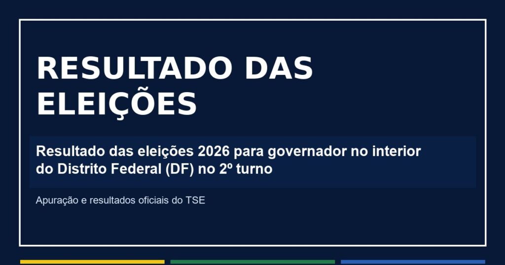 Resultado das eleições 2026 para governador no interior do Distrito Federal (DF) no 2º turno