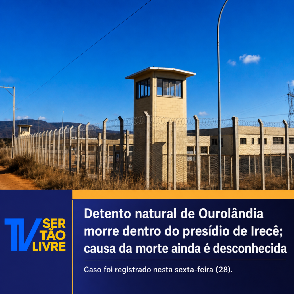 Detento natural de Ourolândia morre dentro do Conjunto Penal de Irecê; causa do óbito ainda não foi divulgada.