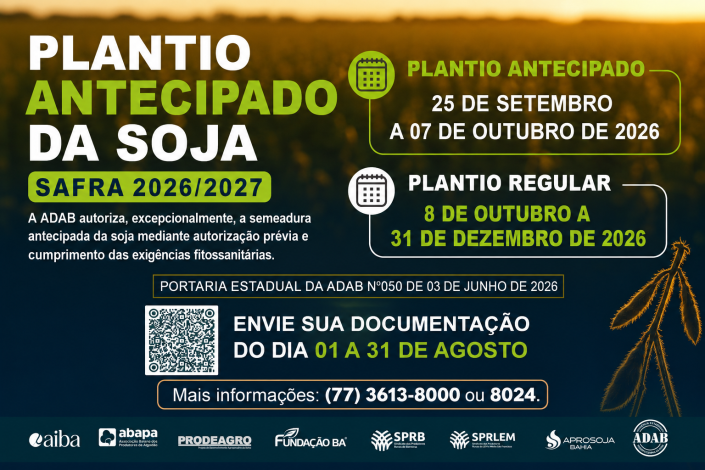 Prazo para antecipação do plantio da soja termina nesta segunda-feira no Cerrado baiano