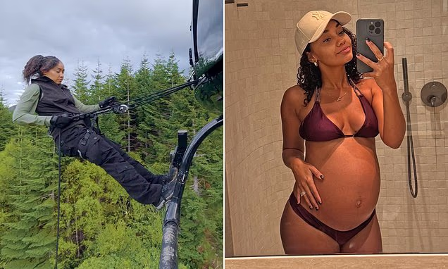 Fãs de Celebrity Traitors elogiam Leigh-Anne Pinnock por pular de helicóptero grávida de três meses durante emocionante acrobacia na final