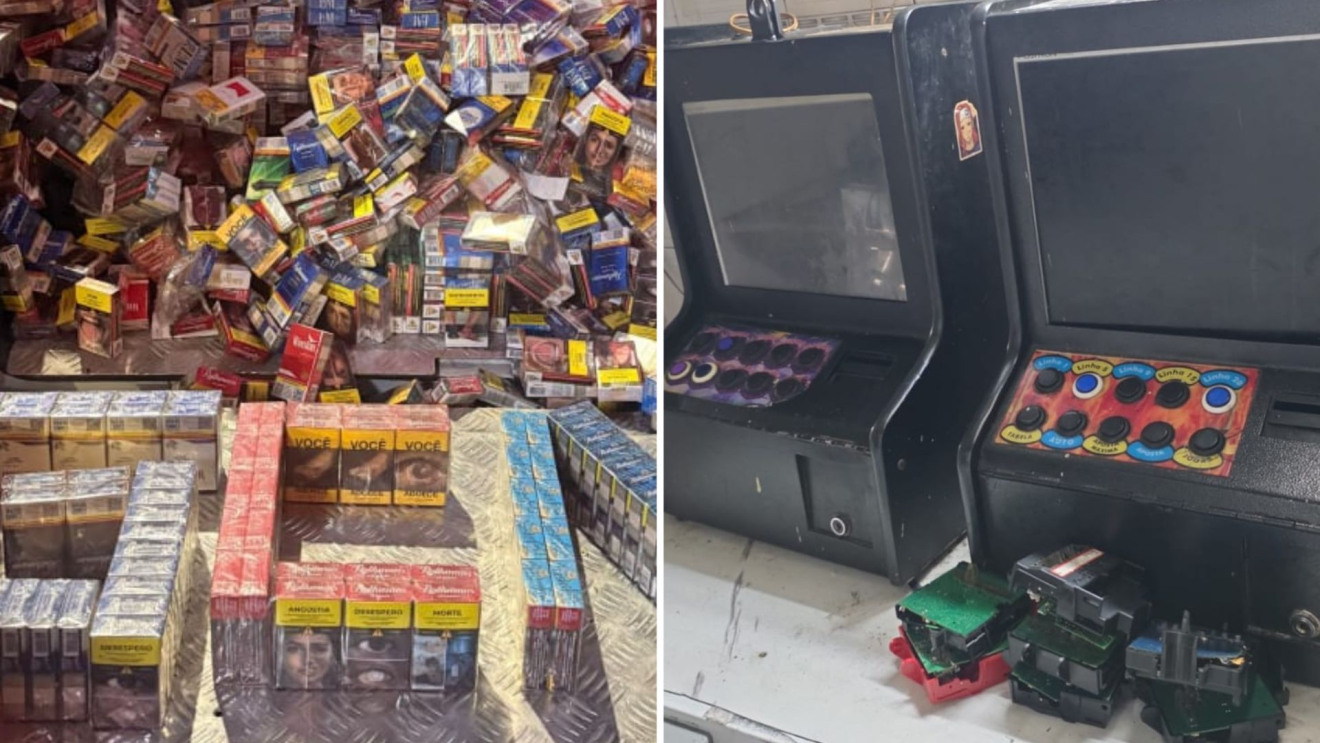 Máquinas de cassino e 6,6 mil cigarros são apreendidos em pastelaria de São Vicente